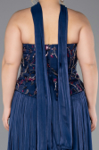 Robe De Soirée Grande Taille Longue Mousseline Bleu Marine ABU5793