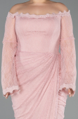 Robe De Soirée Grande Taille Longue Dantelle Poudre ABU5880