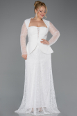 Robe de Soirée Grande Taille Longue Dantelle Blanc ABU5881