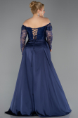 Robe de Soirée Grande Taille Longue Dantelle Bleu Marine ABU5724