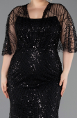 Robe De Soirée Grande Taille Longue Perlé Noir ABU5800
