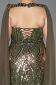 Robe De Soirée Grande Taille Longue Squameuse Kaki ABU5830
