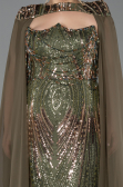 Robe De Soirée Grande Taille Longue Squameuse Kaki ABU5830