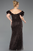 Robe De Fiançailles Grande Taille Perlé Longue Brun foncé ABU4788
