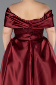 Robe Grande Taille Longue Perlé Rouge Bordeaux ABU5742