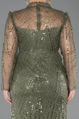 Robe De Soirée Grande Taille Longue Perlé Kaki ABU5643