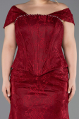 Robe de Soirée Grande Taille Longue Dantelle Rouge Bordeaux ABU5824