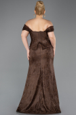 Robe de Soirée Grande Taille Longue Dantelle Brun ABU5824