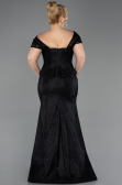 Robe de Soirée Grande Taille Longue Dantelle Noir ABU5824