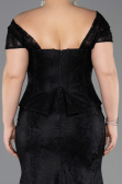 Robe de Soirée Grande Taille Longue Dantelle Noir ABU5824