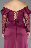 Robe de Soirée Grande Taille Longue Satin Prune ABU5831
