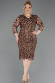Robe De Invitation Grande Taille Midi Squameuse Cuivre ABK2546
