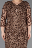 Robe De Invitation Grande Taille Midi Squameuse Cuivre ABK2546
