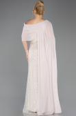 Robe de Soirée Grande Taille Longue Perlé Beige ABU5819