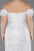 Robe de Soirée Grande Taille Longue Dantelle Blanc ABU5729
