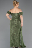 Robe de Soirée Grande Taille Longue Dantelle Kaki ABU5729