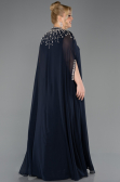 Robe De Soirée Grande Taille Longue Mousseline Bleu Marine ABU5845