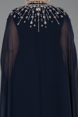 Robe De Soirée Grande Taille Longue Mousseline Bleu Marine ABU5845