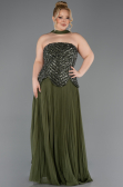 Robe De Soirée Grande Taille Longue Kaki ABU5856