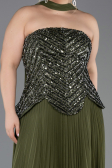 Robe De Soirée Grande Taille Longue Kaki ABU5856