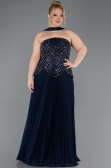 Robe De Soirée Grande Taille Longue Bleu Marine ABU5856