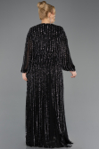 Robe Grande Taille Longue Squameuse Noir ABU5857
