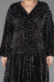 Robe Grande Taille Longue Squameuse Noir ABU5857