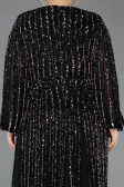 Robe Grande Taille Longue Squameuse Noir ABU5857