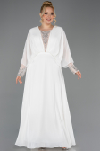 Robe Grande Taille Longue Mousseline Blanc ABU5860
