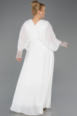Robe Grande Taille Longue Mousseline Blanc ABU5860
