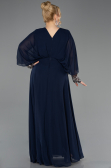Robe Grande Taille Longue Mousseline Bleu Marine ABU5860
