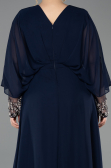Robe Grande Taille Longue Mousseline Bleu Marine ABU5860