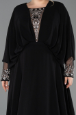 Robe Grande Taille Longue Mousseline Noir ABU5860