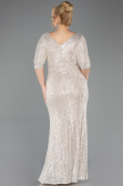 Robe Grande Taille Squameuse Longue Beige ABU3258