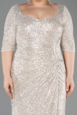 Robe Grande Taille Squameuse Longue Beige ABU3258