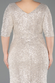 Robe Grande Taille Squameuse Longue Beige ABU3258