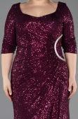 Robe Grande Taille Squameuse Longue Prune ABU3258