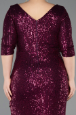 Robe Grande Taille Squameuse Longue Prune ABU3258