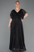 Robe De Soirée Grande Taille Longue Noir-Argent ABU5323