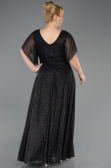 Robe De Soirée Grande Taille Longue Noir-Argent ABU5323