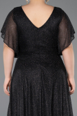 Robe De Soirée Grande Taille Longue Noir-Argent ABU5323