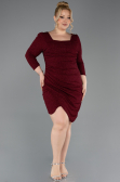 Robe De Invitation Grande Taille Courte Rouge Bordeaux ABK2537