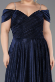 Robe de Soirée Grande Taille Longue Bleu Marine ABU5716