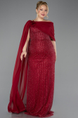 Robe de Soirée Grande Taille Longue Perlé Rouge Bordeaux ABU5819