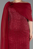Robe de Soirée Grande Taille Longue Perlé Rouge Bordeaux ABU5819
