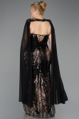 Robe De Soirée Grande Taille Longue Squameuse Noir ABU5830