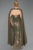 Robe De Soirée Grande Taille Longue Squameuse Kaki ABU5830