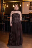 Robe De Soirée Grande Taille Longue Brun ABU5856