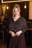 Robe Grande Taille Longue Mousseline Brun ABU5859