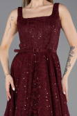 Tenue de Soirée Midi Dantelle Rouge Bordeaux ABK2549